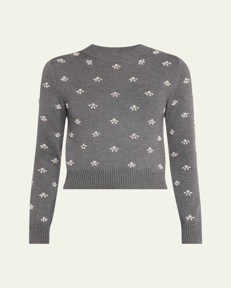 Pearl Cabochon Wool Pullover